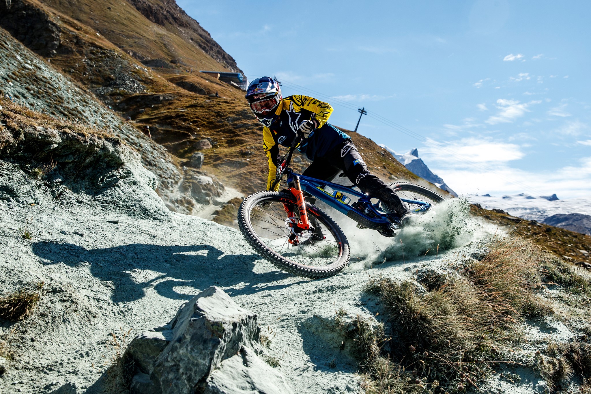 Enduro bike on a fast descent