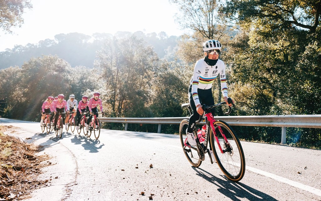 Radprofi im EF-Teamtrikot auf dem Cannondale SuperSix EVO